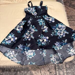 Floral Blue and White Kids Dress